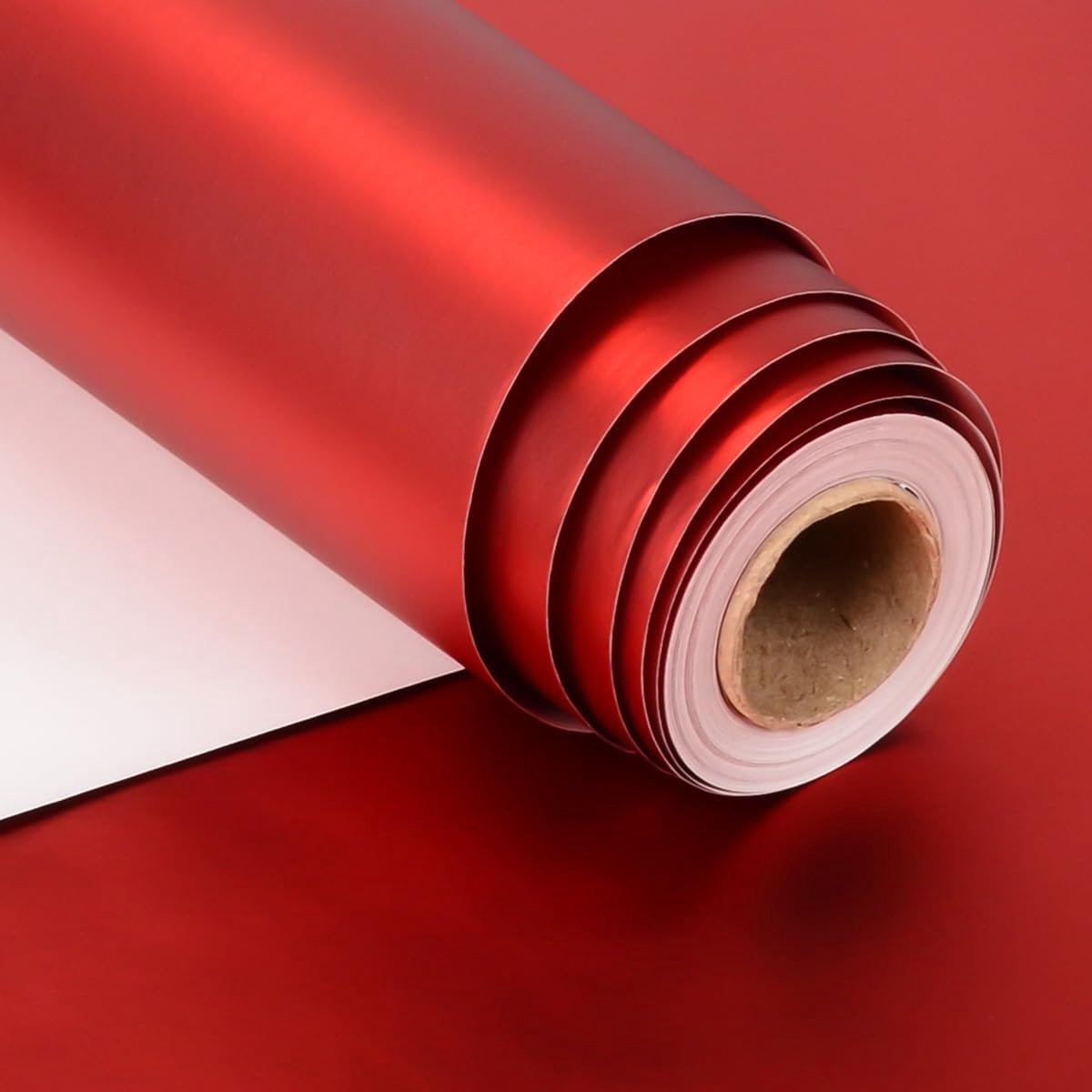 Cadeaupapier, 43 cm x 10 m, metallic rood inpakpapier voor Kerstmis, verjaardag, bruiloft, jubileum