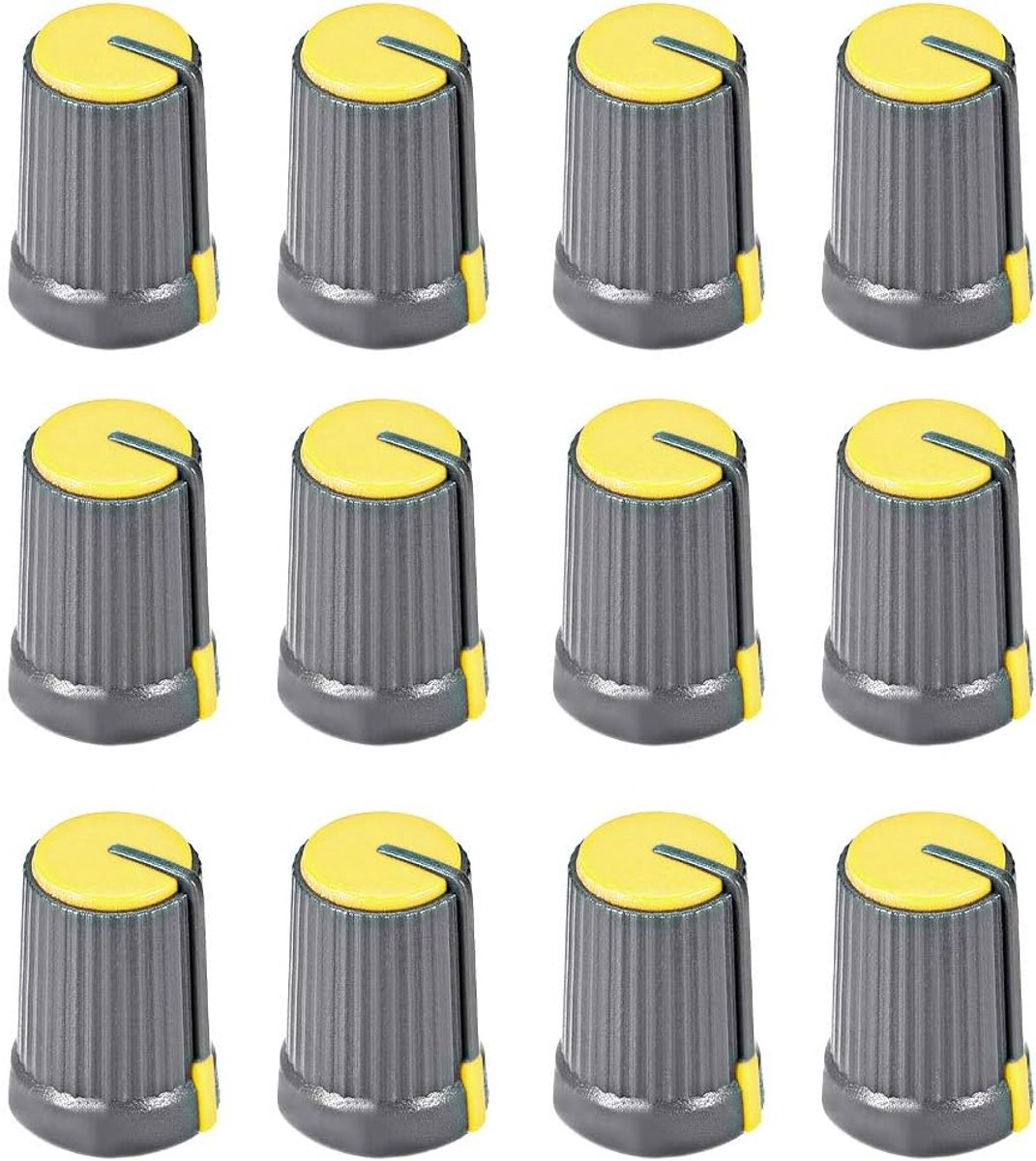 Sourcing map 12 stuks potentiometer volume draaiknop kap 6 mm schacht diameter draaiknop Ø 12 mm X 17 mm hoogte kunststof geel
