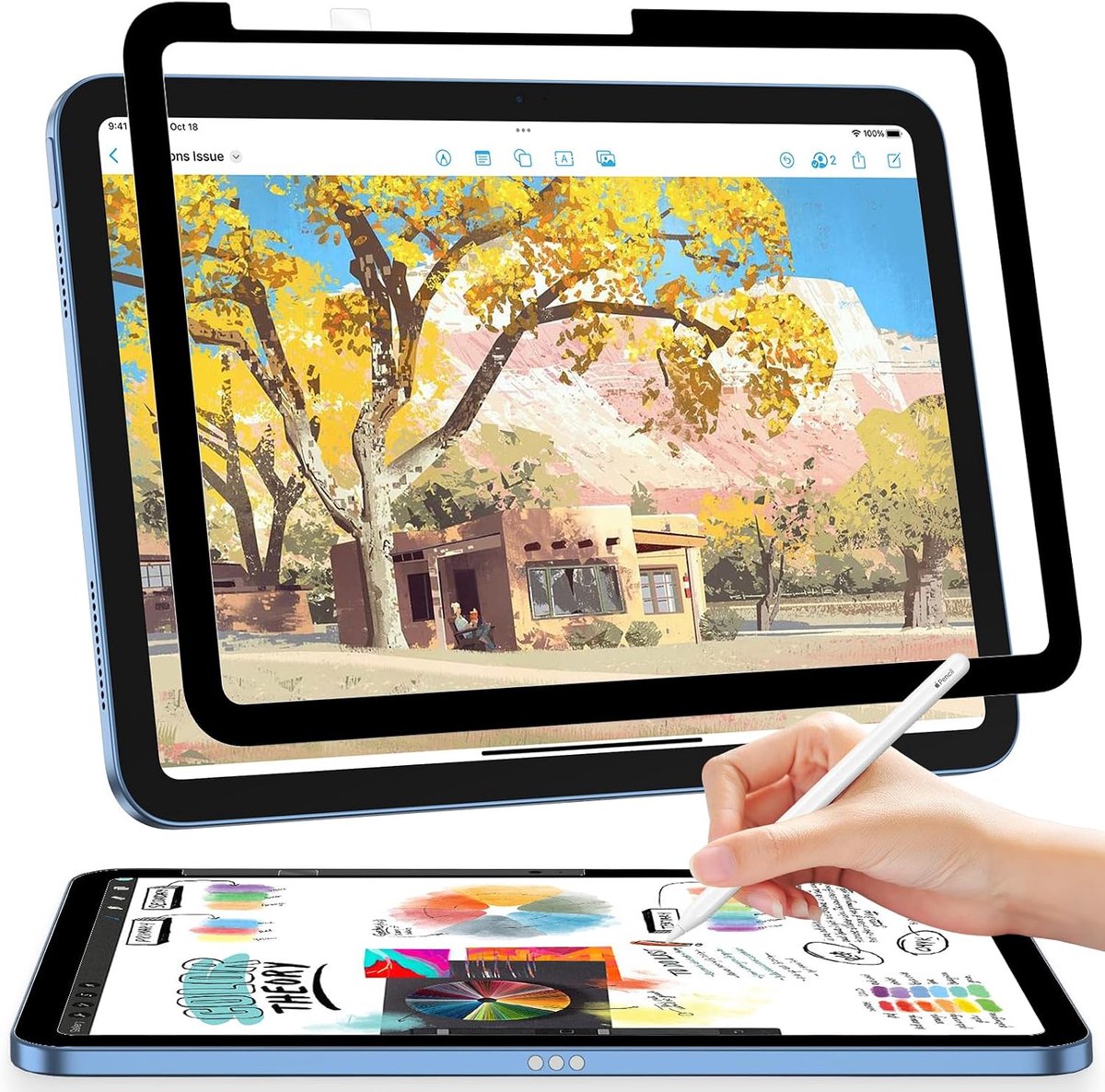 Compatibel met iPad 10e generatie 10,9 inch, 2022, nanoadsorptie, mat, papierfolie, beschermfolie, displaybescherming, film, feel-papier, niet-verblindende schermbeschermer, geen