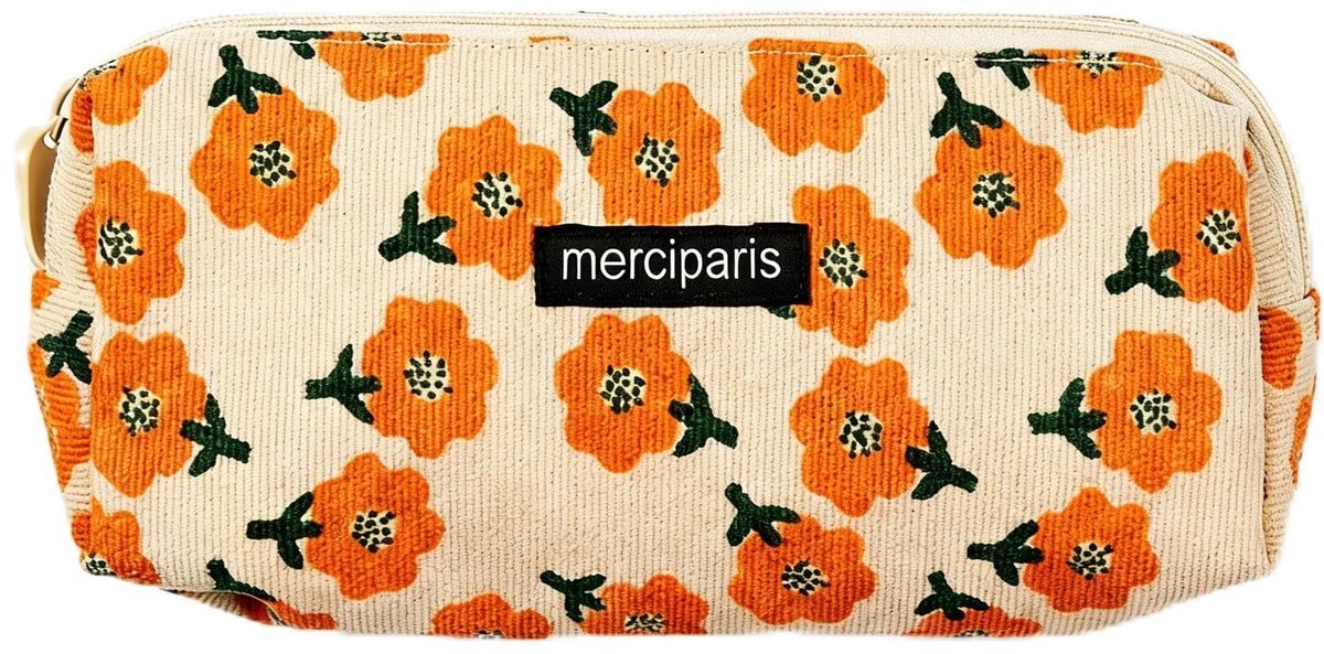 Pennenetui grote capaciteit - corduroy - esthetisch bloemenpatroon - ideaal voor school - SnelShoppen