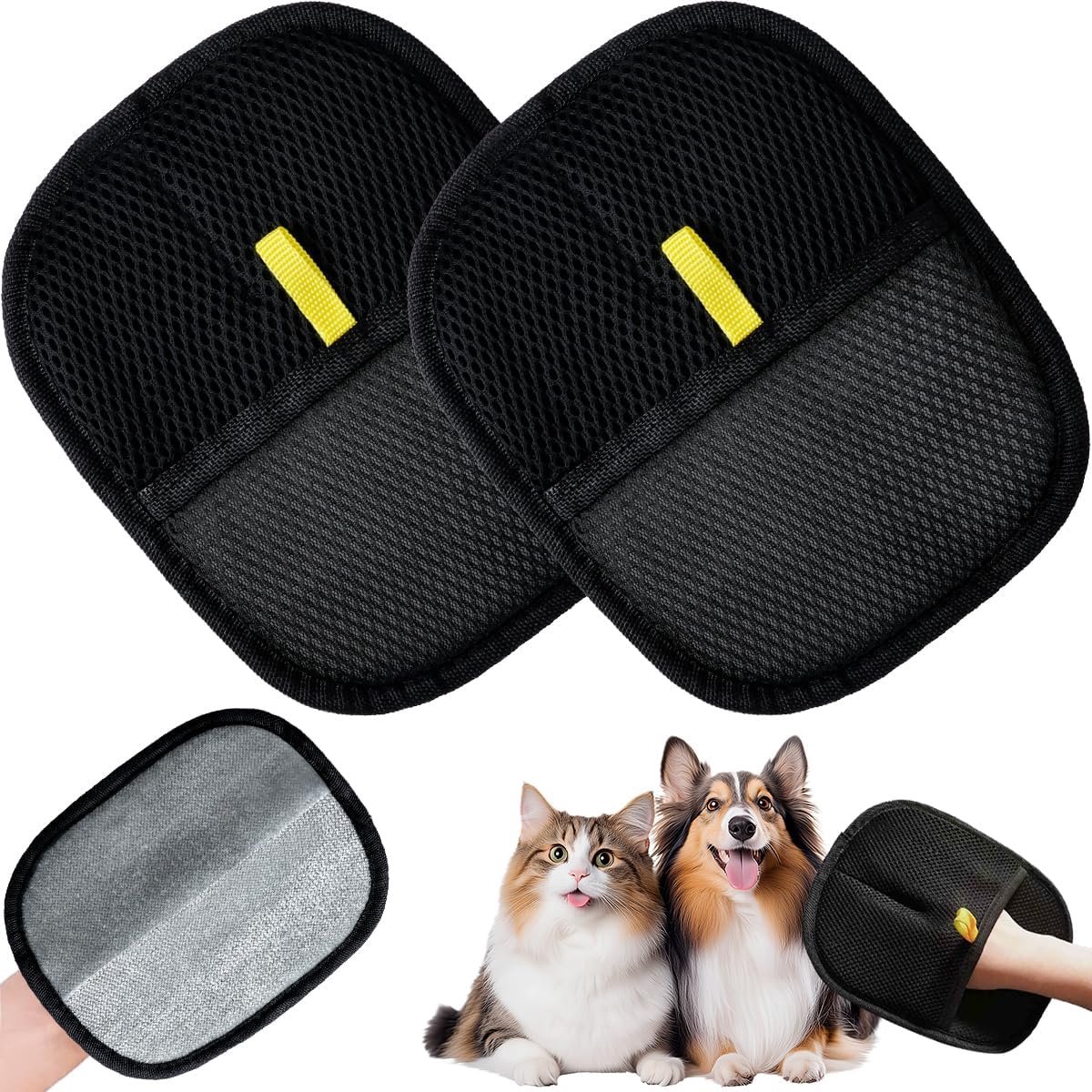Handschoen met bontmagneet, vingerloos, voor honden en katten, herbruikbare vachtverzorgingshandschoenen, verwijdert losse haren voor gladde vacht, ideaal voor meubels, kleding en autostoelen