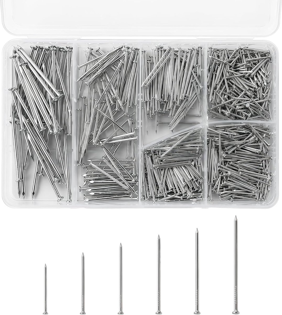 Nagels voor bakstenen muur, fotonagels, muurnagel voor hangende afbeeldingen, platte kop diverse nagels voor houtwerk, hek, beton, vloerplaat, gipsplaten, meubels, nagelset