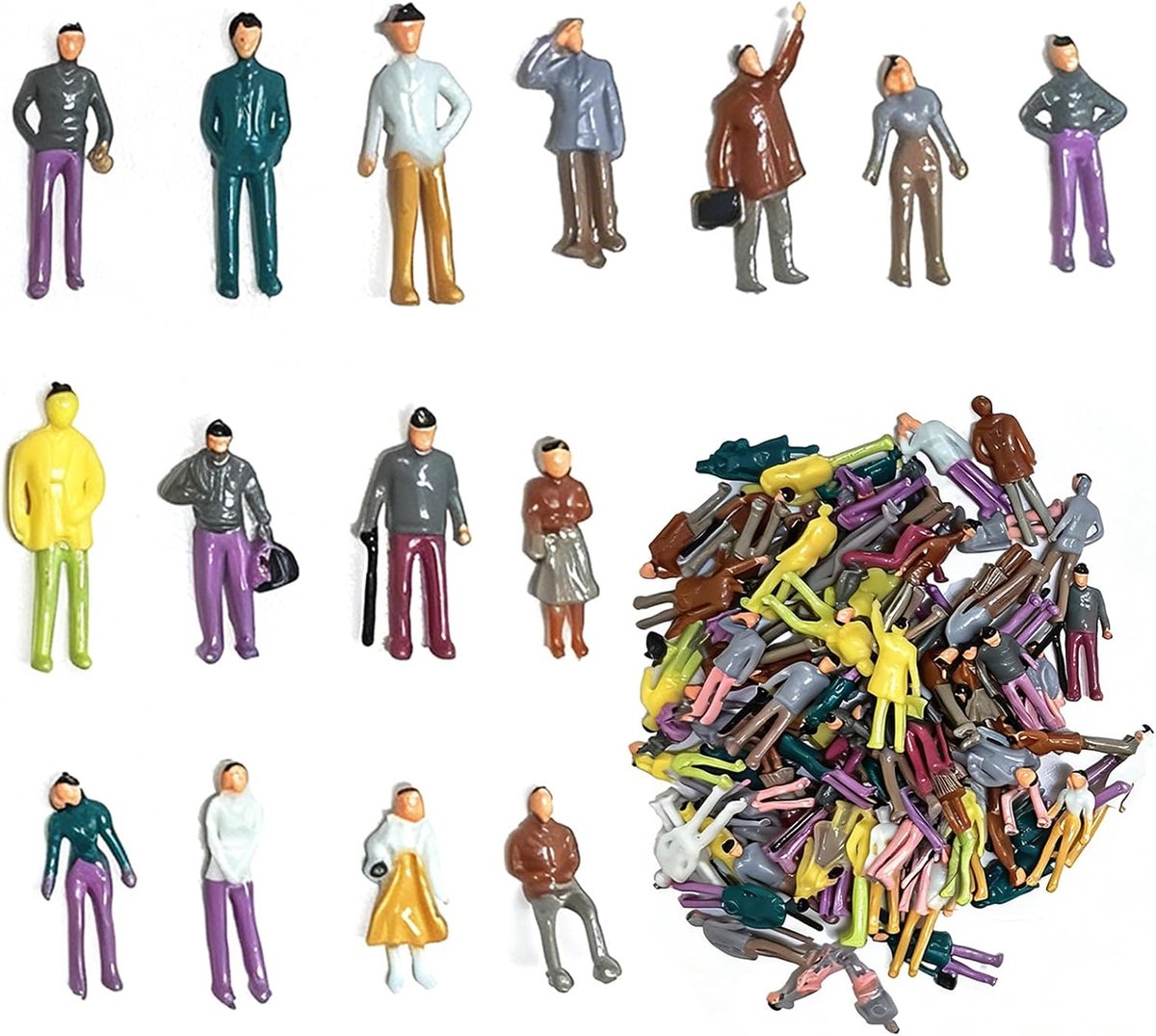 miniatuurfiguren 1:75 - set van 60 stuks - kleurrijk - perfect voor modelbouw en diorama - SnelShoppen
