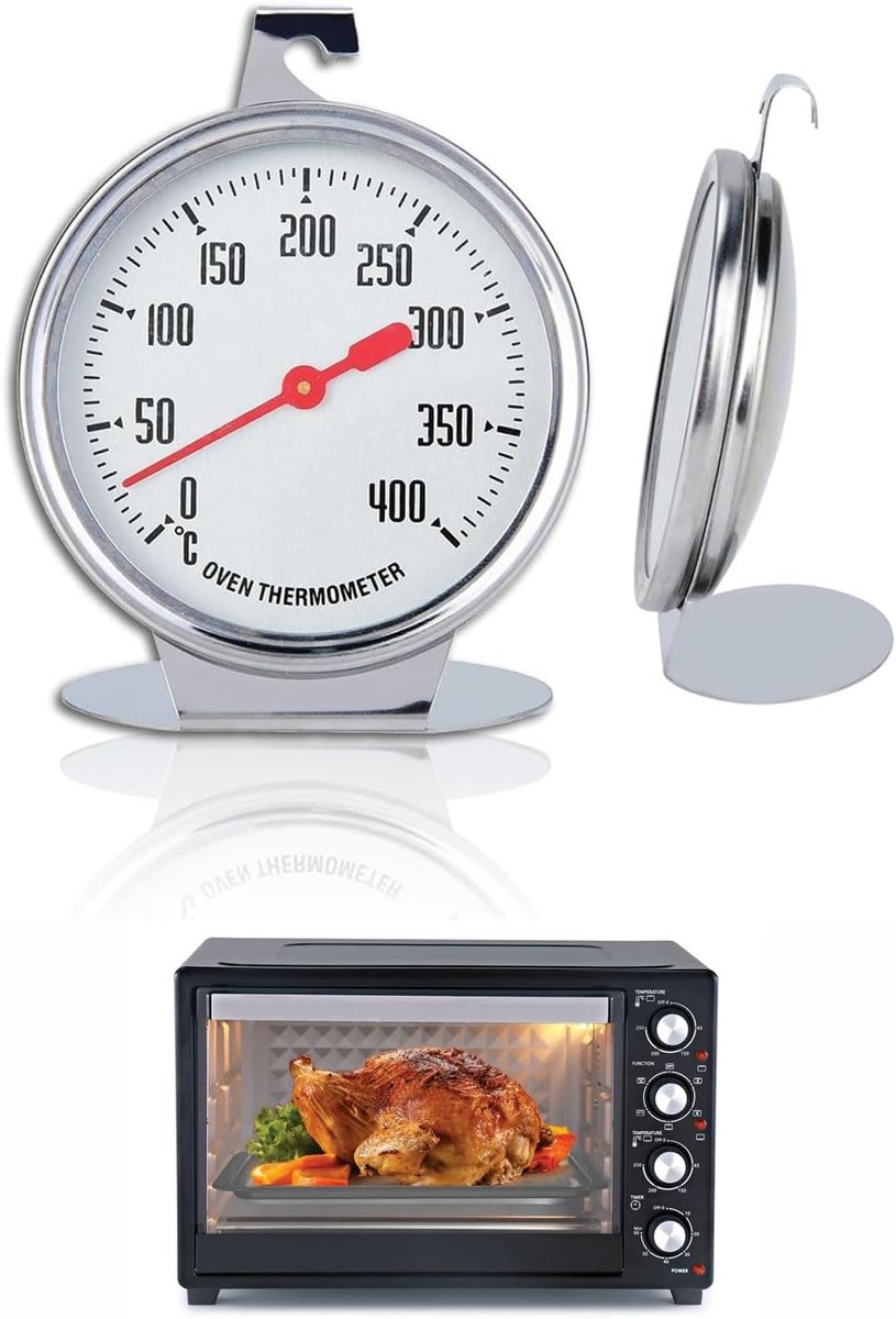 Thermometer voor Elektrokachel 7 cm - Edelstaal - Meetbereik 0°C tot 400°C - Ideaal voor bakken en BBQ - SnelShoppen