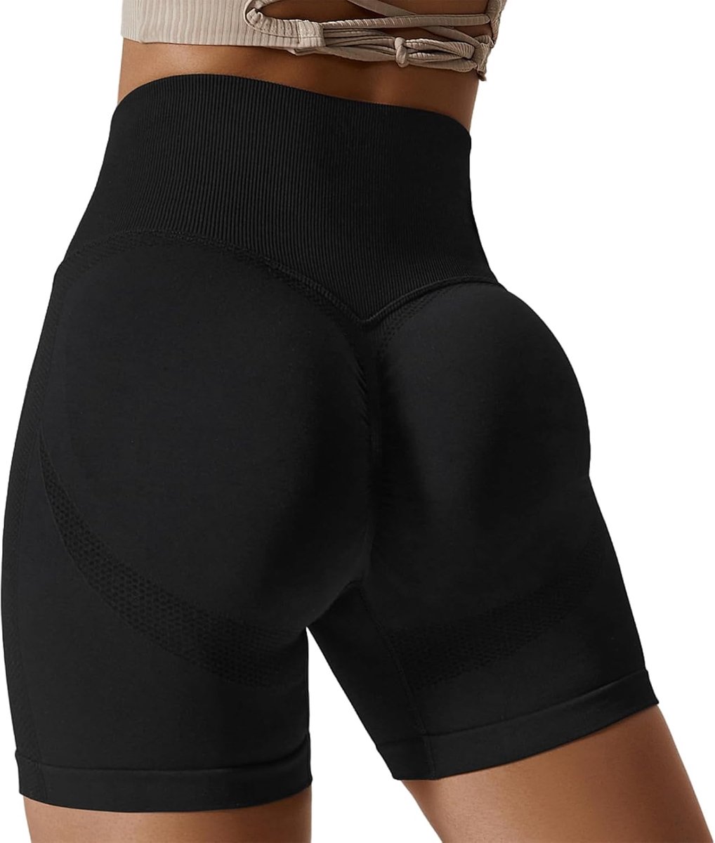 Sportshorts voor dames - hoge taille - naadloze push-up - perfect voor yoga en fitness - SnelShoppen