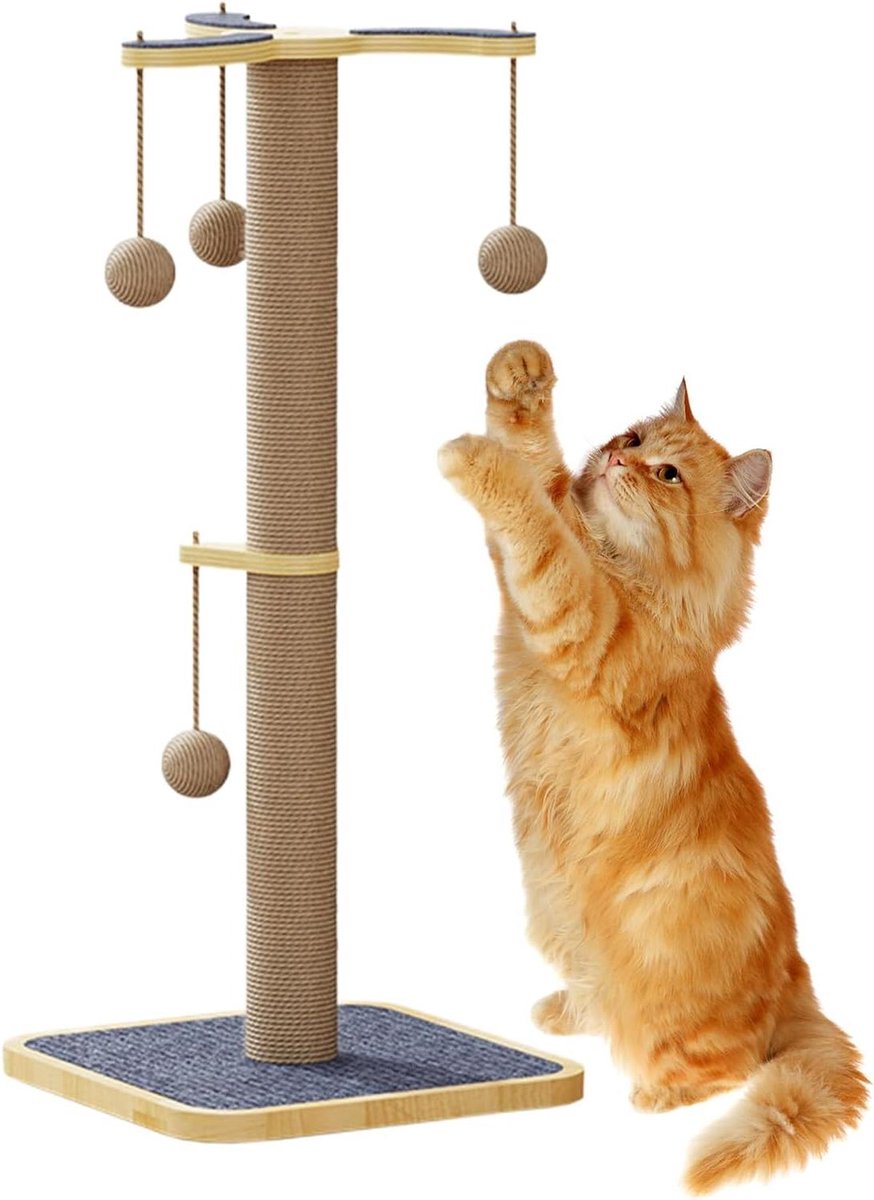Krabpaal voor Katten - Klimmeubel Kattenspeelgoed - Katten Bezig Houden - Verhoogde Stabiliteit - 75 x 33 x 33 cm