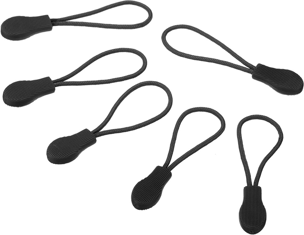 Rits trekt vervanging, 20 Pack verlengsnoer handvat Fix Tab Tag Extender Fixer trekker hoofd voor bagage rugzakken Jassen, zwart