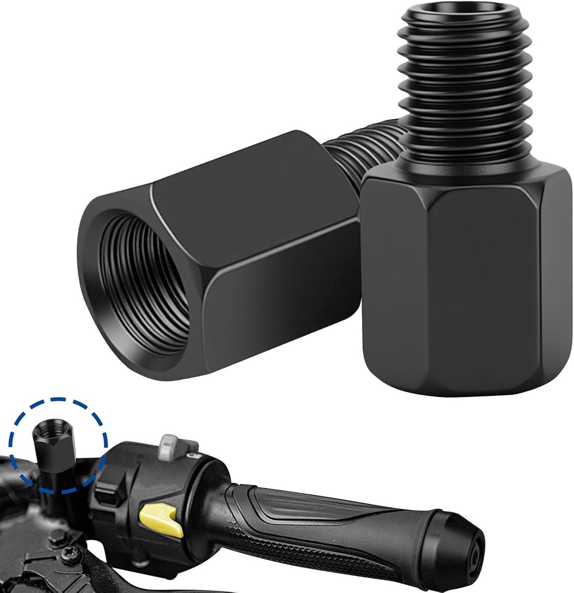 2 stuks spiegeladapter, scooter spiegeladapter M10 naar M8 links/rechtse schroefdraad, scooter achteruitkijkspiegelschroeven voor motorfiets, scooter, bromfiets (M10 tot M8)