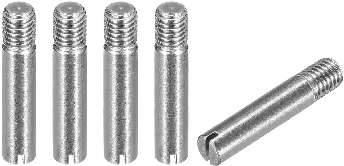5 stuks M10 x 50 mm gespleten mannelijke rechte schroefdraadstiften, spanpen, assortiment cilindrische pen van 304 roestvrij staal, schroefdraadpluggen voor meubels, kasten, vitrines