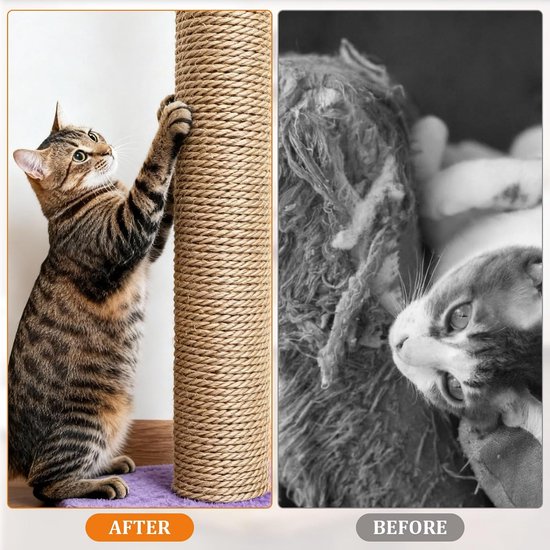 Sisal touw, 6 mm x 50 m, voor krabpaal | rol krabtouw voor het vervangen en repareren van kattenpalen | slijtvast voor krabpalen en kattentorens — afbeelding 4