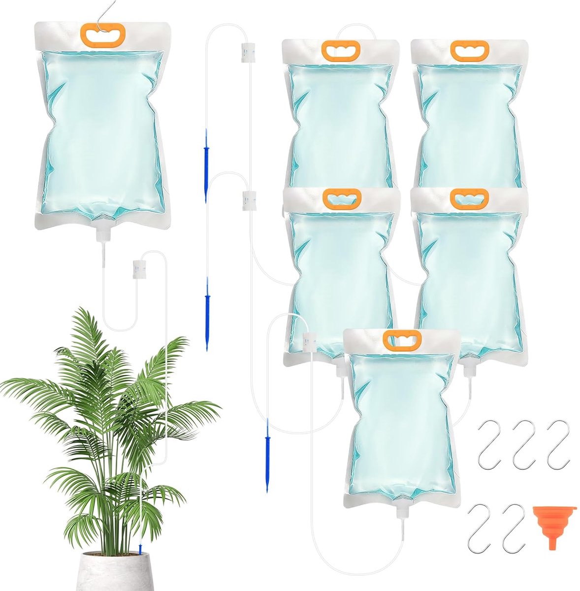 5 stuks 3,5 liter plantenbewateringszakken, irrigatiesysteem voor planten, herbruikbare plantenirrigatie, automatische irrigatie voor kamerplanten, balkon, vakantie, tuin