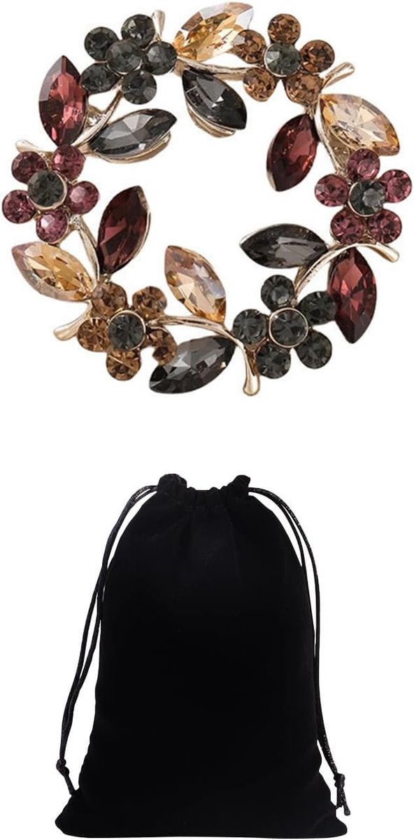 1 Kristallen Bloem Broche Wordt Geleverd met 1 Grijs Fluwelen Zakje. Slingers Kristalbroches, Vintage Broches, Prachtige Kleernaalden, Elegante Corsages, Kostuum Accessoires Gespen., 4.1*4.1cm, Metaal