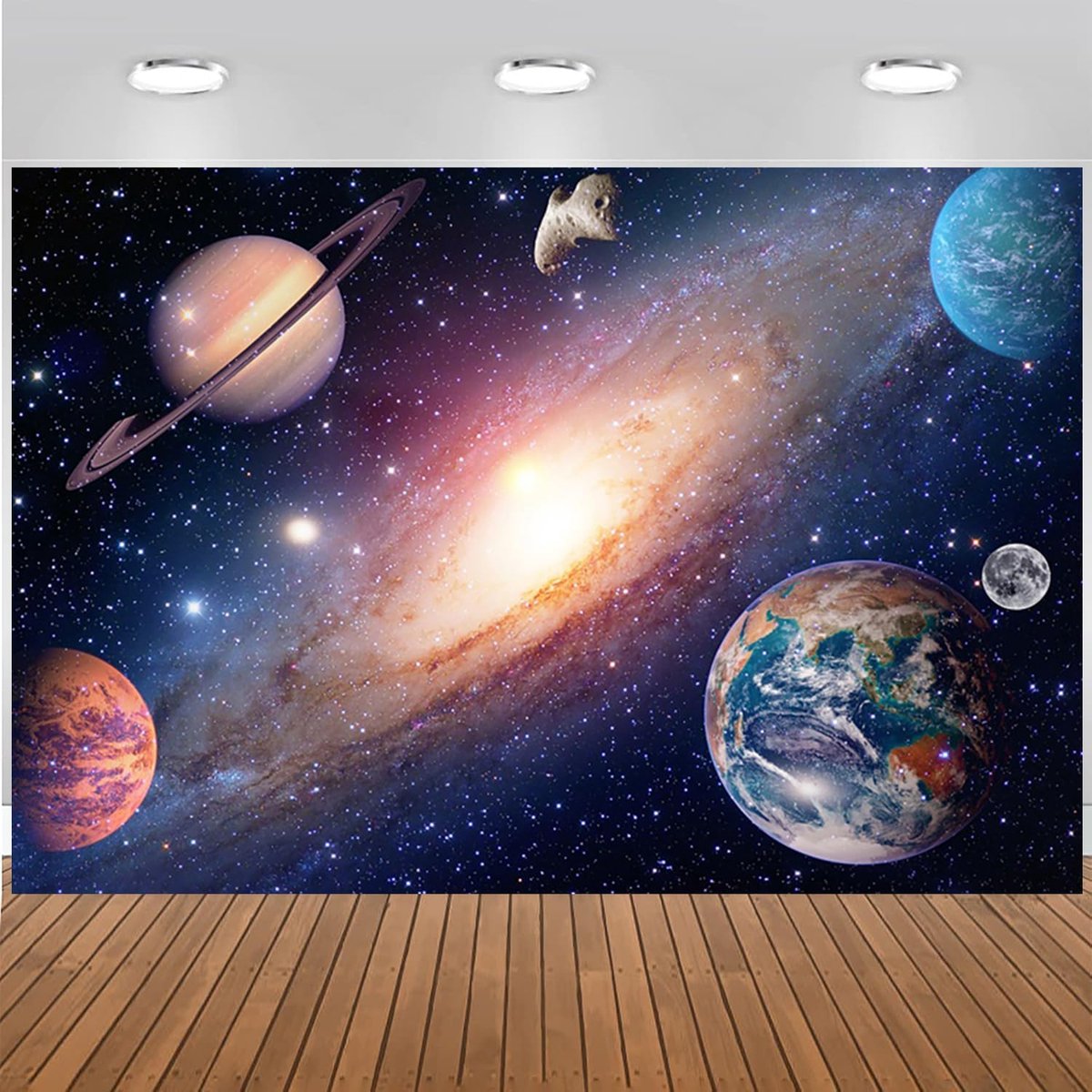 Achtergrond Universum Buitenruimte Sterrenstelsel Nevel Fotografie Achtergrond Kinderen Jongens Meisjes Planeet Thema Verjaardagsfeest Cake Tafel Decoraties Banner Foto Booth