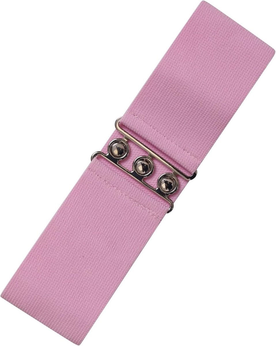 Rox Dames Brede Elastische brede elastische riem in Retro Vintage Stijl – Stretchriem voor Jurken, Jaren 50 – Zilveren of Gouden Gesp