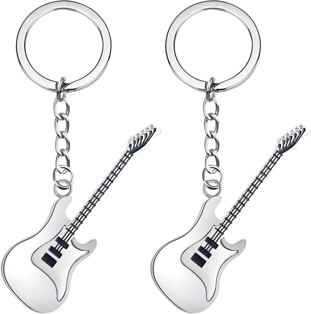 2 stuks gitaar Sleutelhanger muziekinstrument sleutelhanger roestvrij staal gitaar hanger sleutelhanger voor vriend familie verjaardag