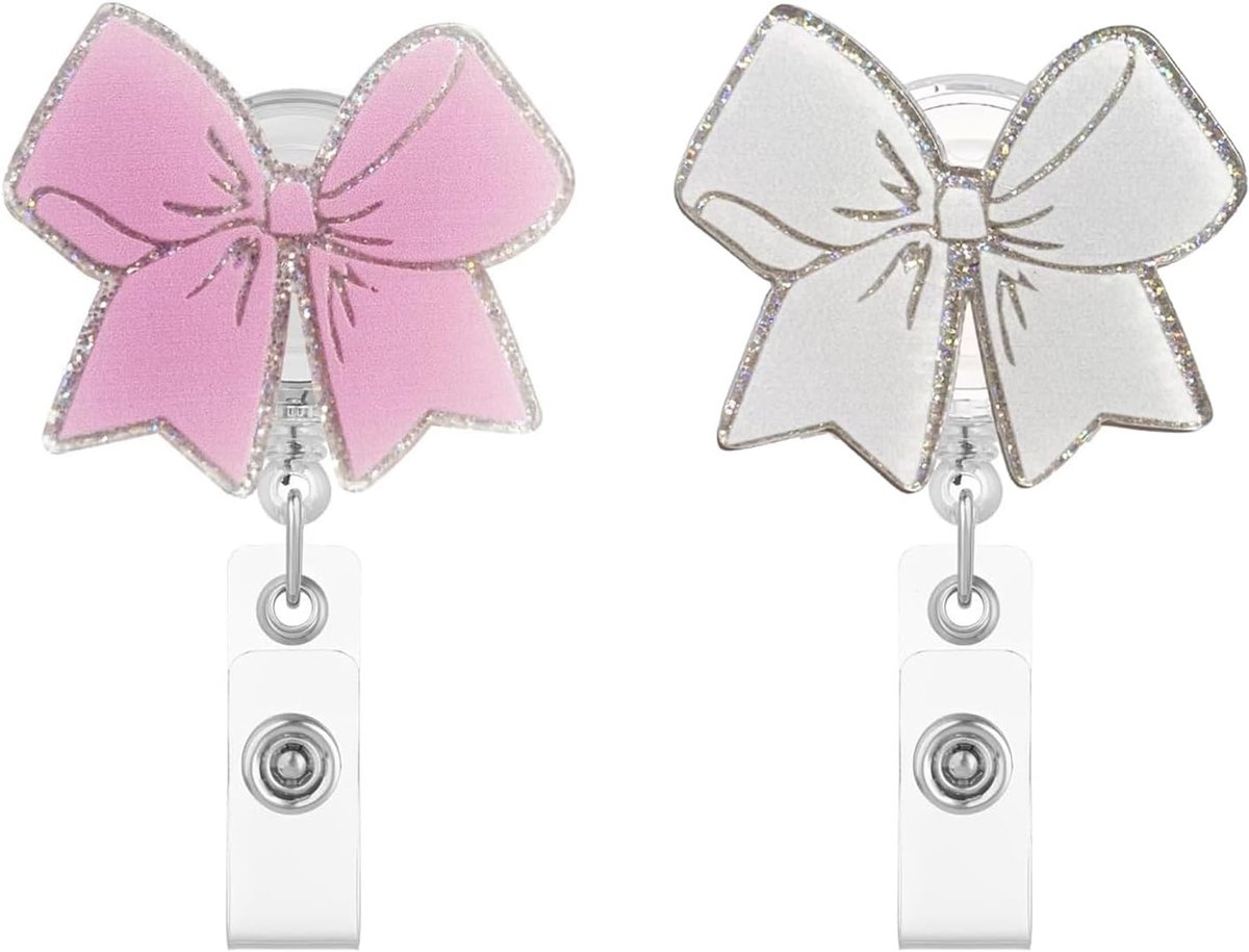 Sleutelhanger, 2 Stuks, Badgehouder Jojo, Strik Design, Elegant & Licht, 65cm Nylonkoord, 360 Graden Clip, voor Verpleegsters & Kantoor, Acryl