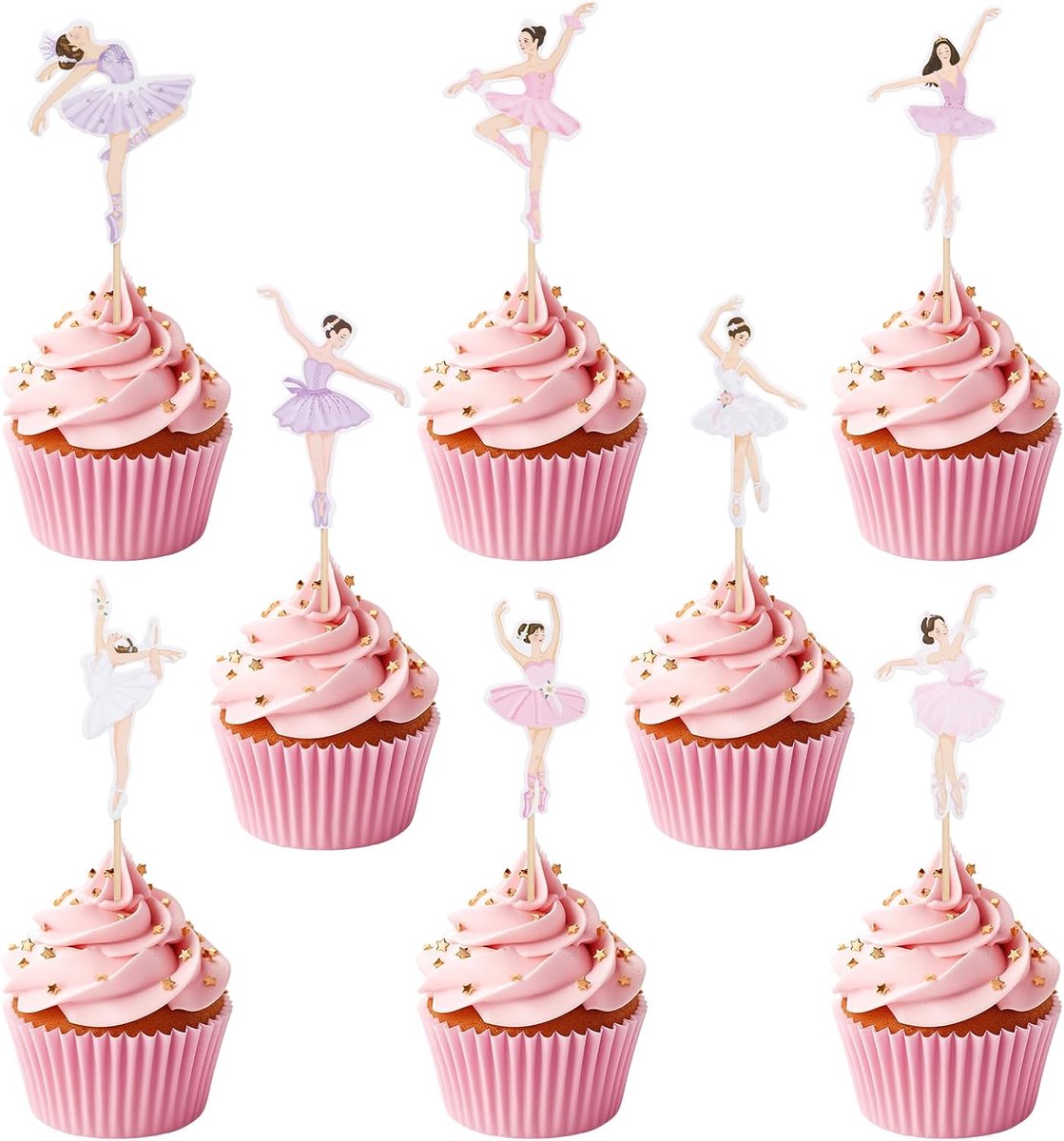 32st Ballerina Cupcake Kit, 8 Stijlen Ballerina Cupcake Toppers Ballerina Tutu Cupcake Toppers Ballet Slipper Cupcake Prikkers Perfecte Taart Cupcake Dessert Muffin Decoratie Benodigdheden