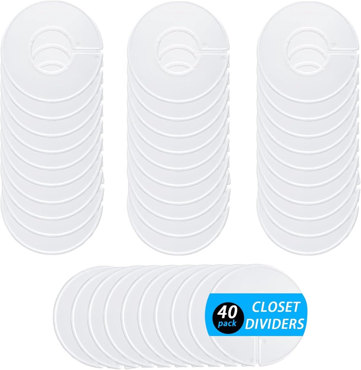 40 stuks scheidingswanden voor kleding van kunststof, scheidingswanden voor kunststof stangen, maatverdeler, geschikt voor markers, wit