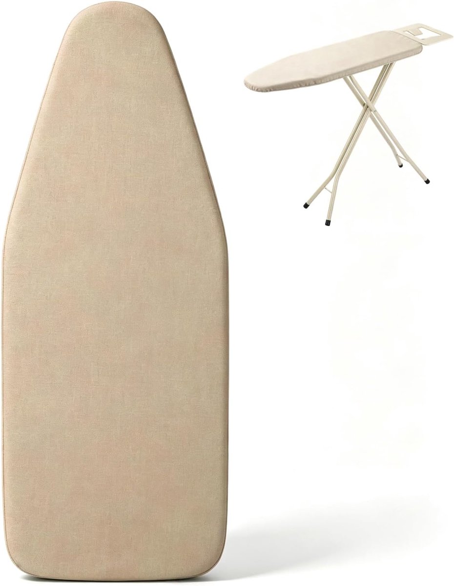 Strijkplankovertrek, 135 x 56 cm, nieuwe premium strijkplankovertrek, katoenen overtrek met schuimvulling, elastische rand, voor brede strijkplanken, geschikt voor stoomstrijkstation (lichtgroen)