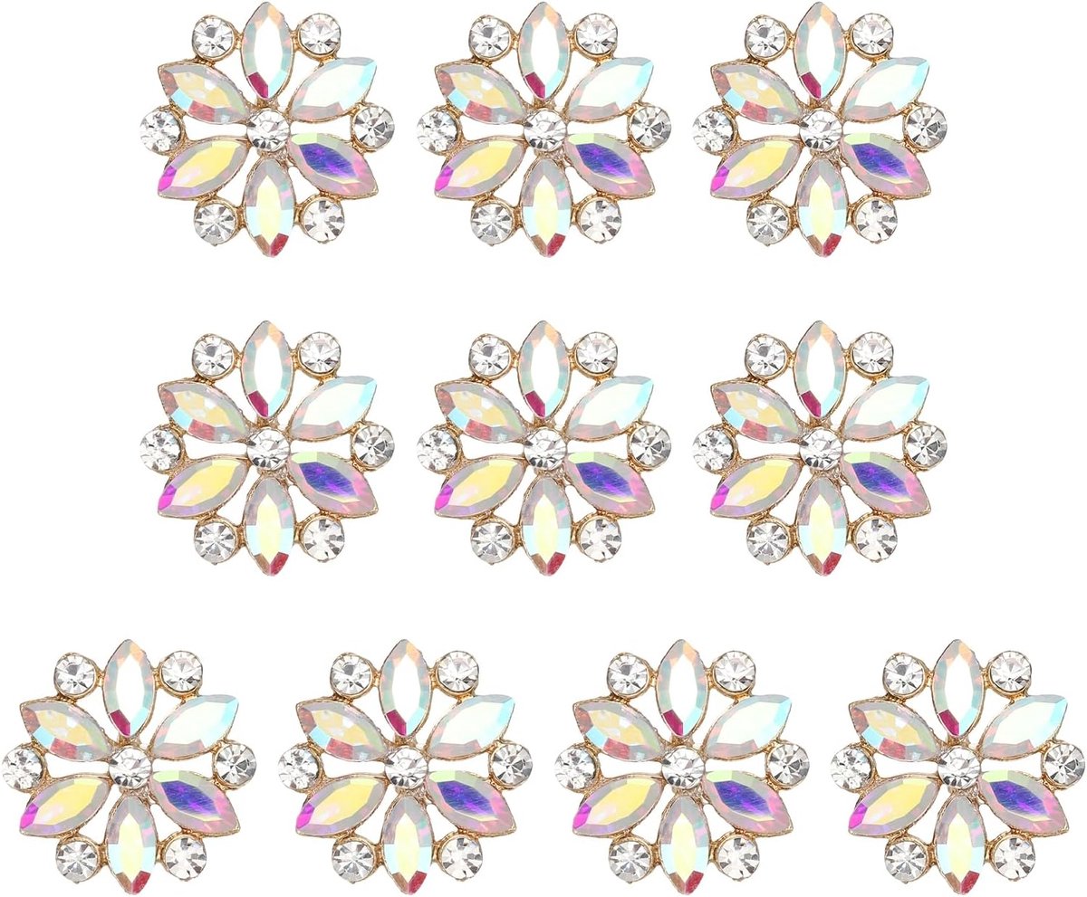 Knopen voor kleding, 0,8 "(20 mm) bloem kristal knoppen diamant bloemen versieringen naaien op bulk voor ambachten doe-het-zelf naaien kleding sieraden maken, AB kleur