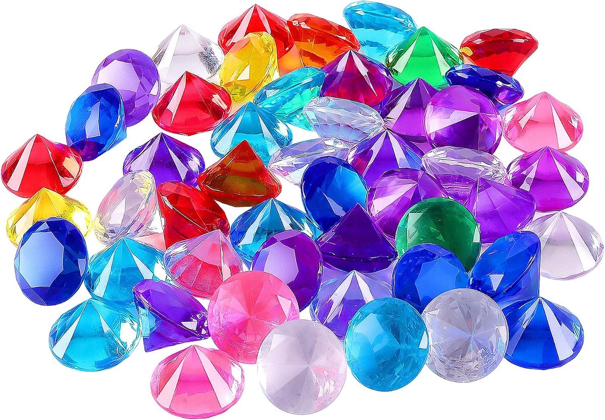 50 stuks 4 cm edelstenen, kleurrijke grote diamant acryl decoratie, veelkleurige diamanten, decoratieve stenen voor schatzoektocht, verjaardagsfeest, tafeldecoratie, feestcadeau