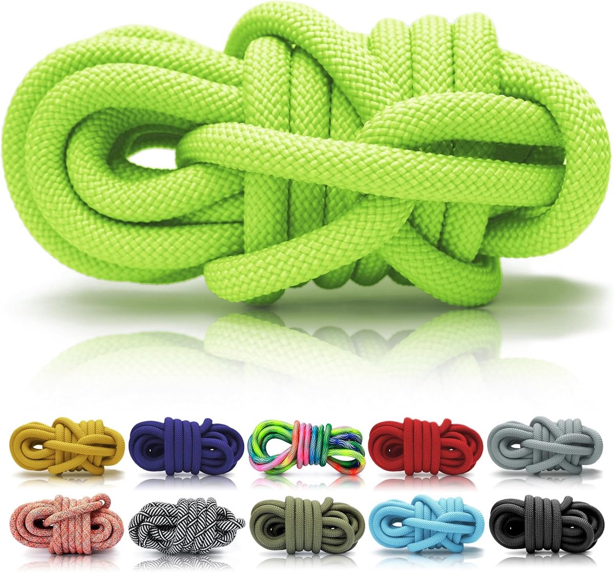 Touw 5 m aan 1 stuk, 8 mm, lichtgroen, gevlochten polypropyleen multifil koord voor knopen en vlechtwerk, hondenriem en halsband, paardenhalster, sleutelhanger, armband, telefoonketting
