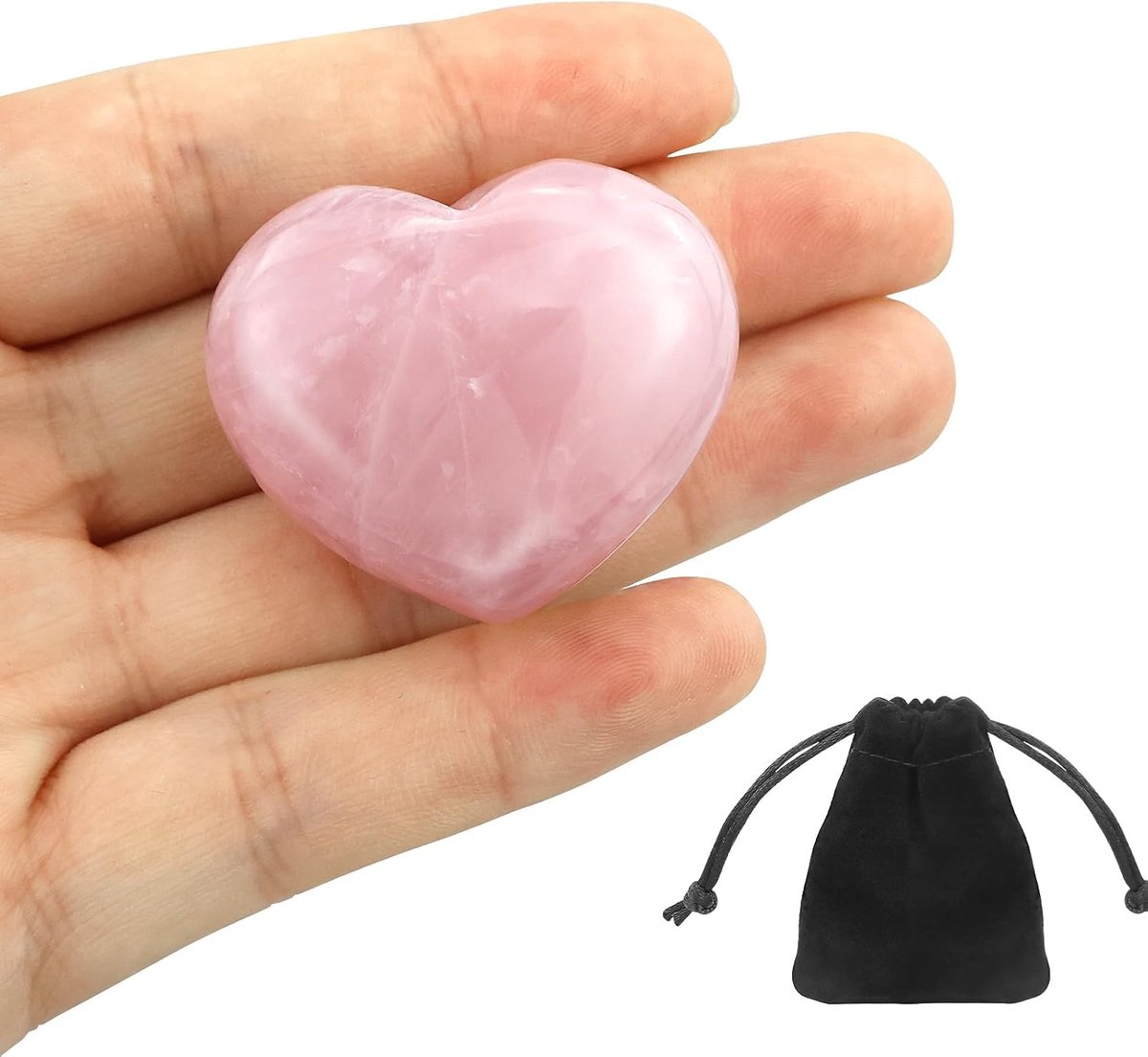 1 stuk, 40 mm rozenkwarts kristal in hartvorm, groot helend kristal, roze hart, liefdeskristalsteen, Valentijnsdagcadeau, natuurlijke Reiki-edelsteen, palmsteen, verlicht angst