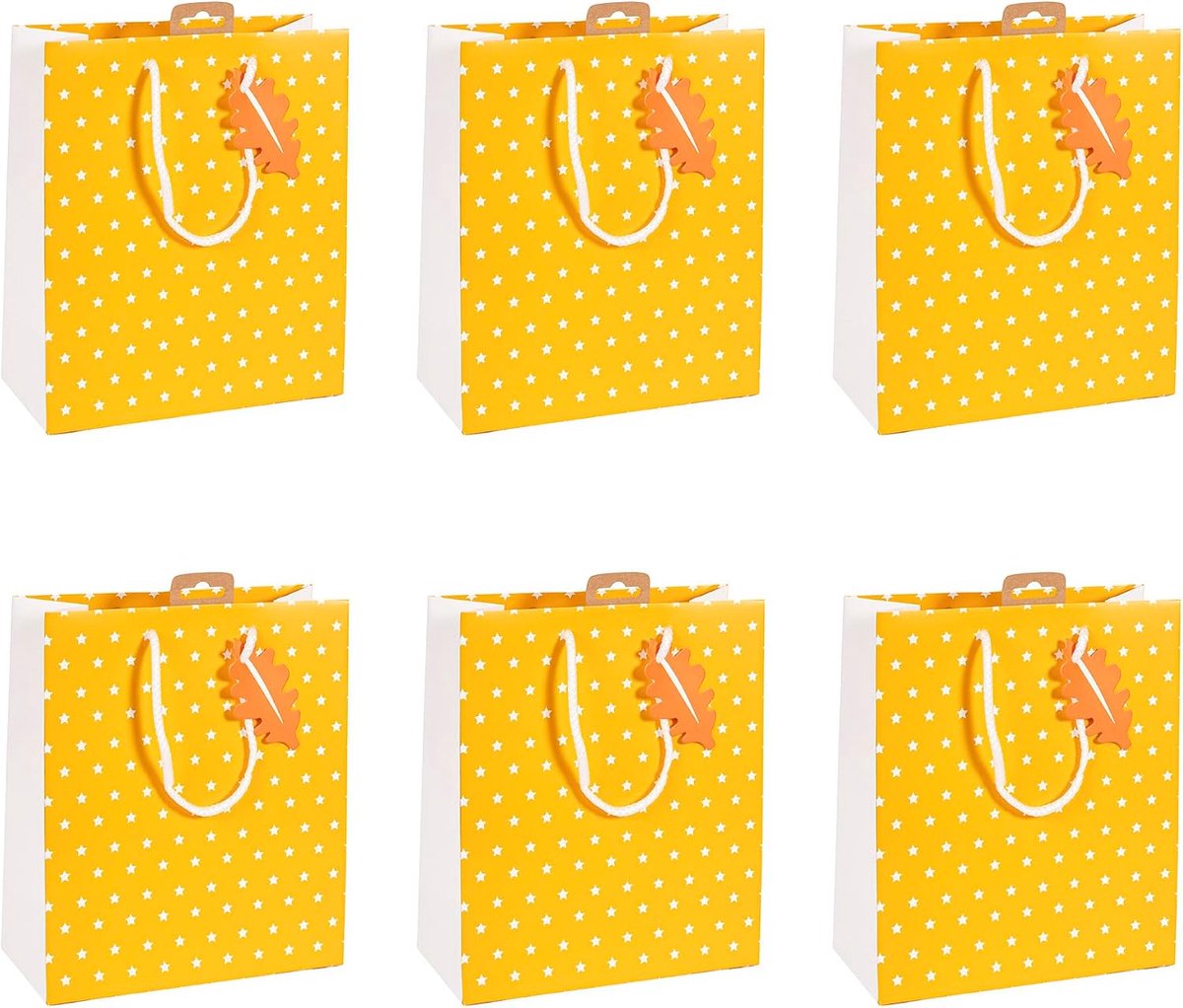 - X-30873-3Cpack - Een Set van 6 Cadeauzakken voor Kerst - Middel Formaat 21,5x10,2x25,3cm - Sterren - Superieure Kwaliteit, Stevig: 210g - Ideaal voor: Boek, Spellen, Kleine Cadeaudozen