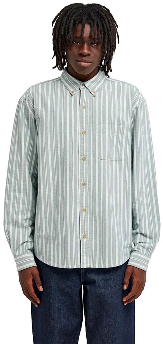 Element Button Down Flannel Regular Fit Overhemd Met Lange Mouwen Grijs XL Man