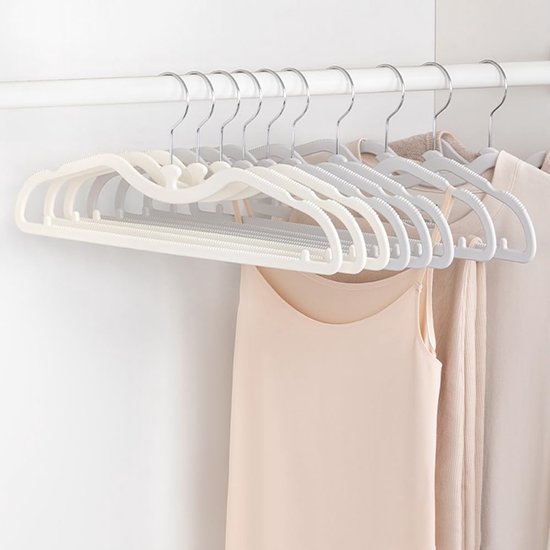 Set van 10 kleerhangers, korte nekhangers voor kleding, ultraslanke korte nekhanger met 360 draaibare haak, antislip kleerhangers voor volwassenen, kledinghangers, — afbeelding 2