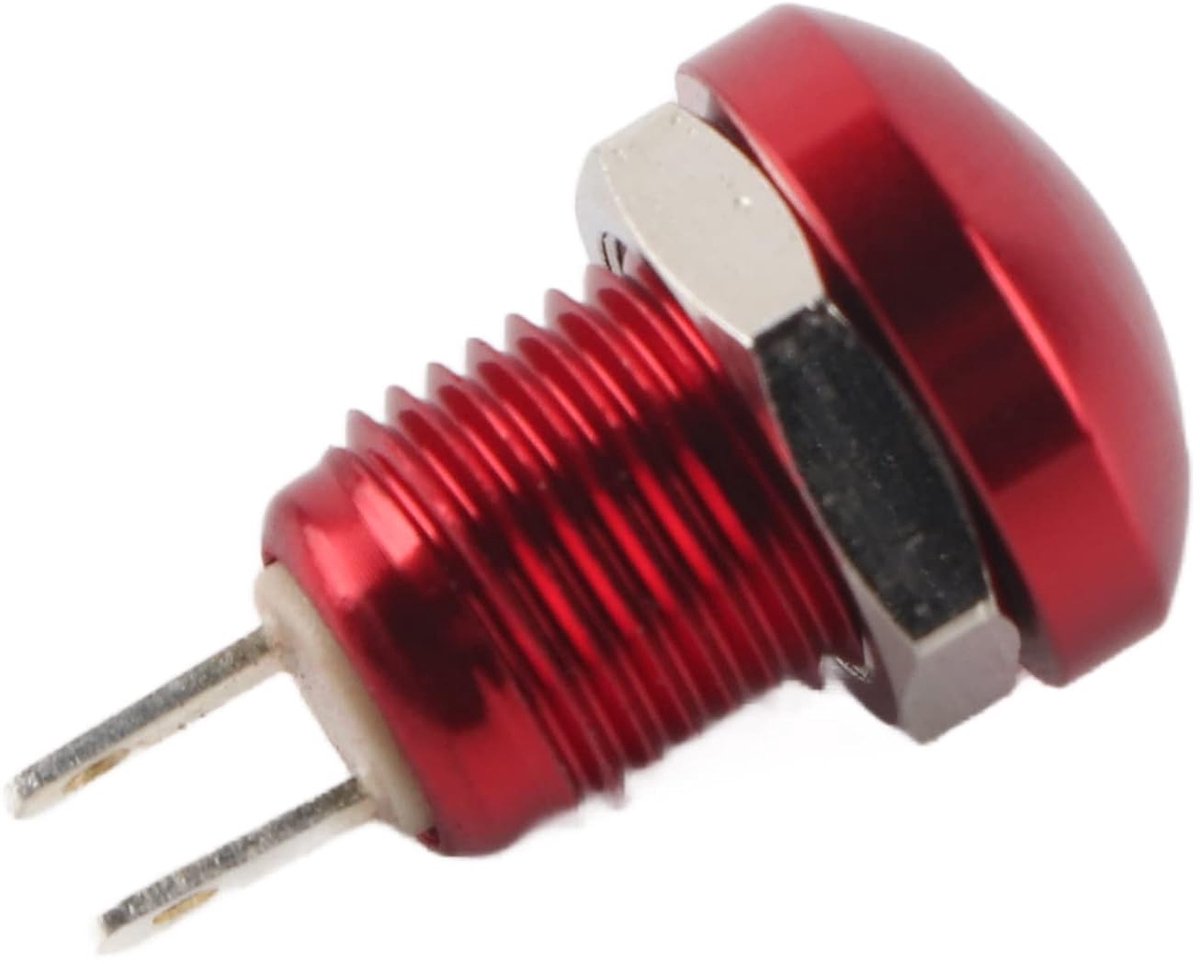 Fydun 1A 24V 8mm Mini impermeabile auto momentaneo pulsante interruttore di accensione in lega di zinco-alluminio(Rosso)