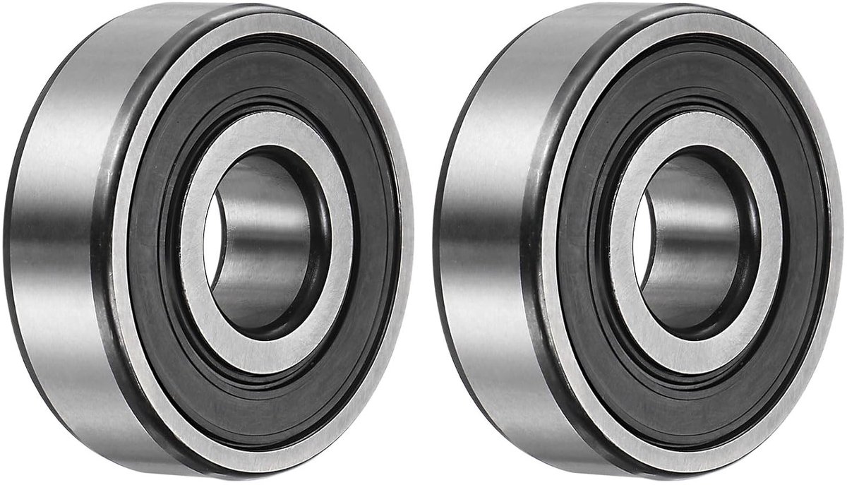 Lagers, 2 stuks 15 x 42 x 13 mm C3 dubbele rubberen chroomstalen lagers, zwart