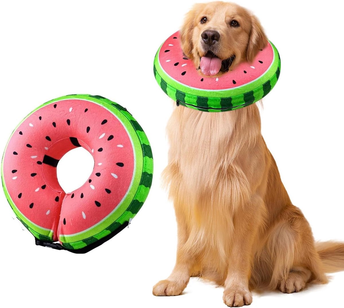 Opblaasbare halsband voor katten, hondenkraag, lekbescherming voor hond voor herstel na operaties of wonden, halsband van het zicht niet geblokkeerd, S/L (rood, S)