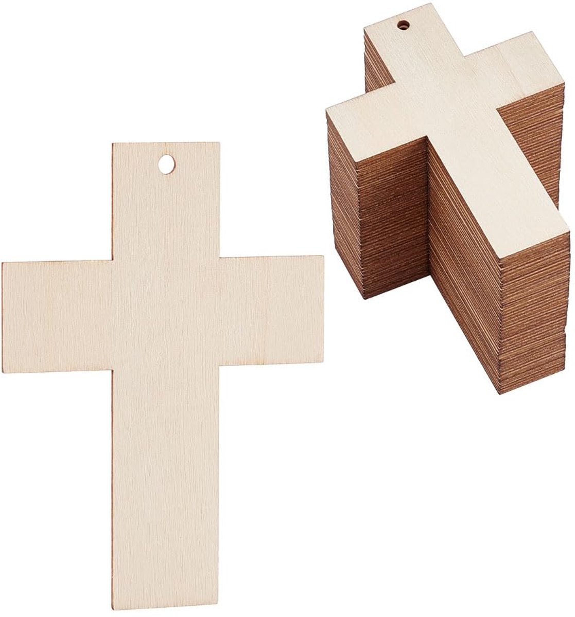 40 stuks kruisvorm, houten onbewerkte knutselbenodigdheden, onbehandelde kerstversieringen, doe-het-zelf, voor bruiloft, verjaardag, feest, kerstdecoratie