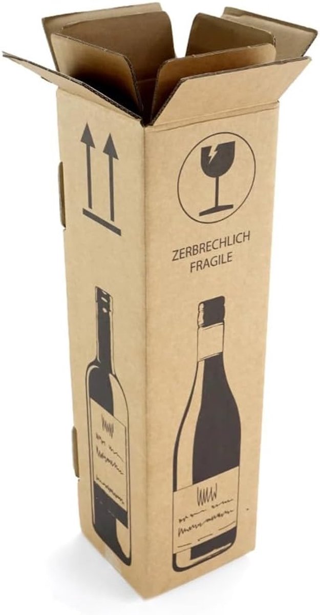 Verzenddoos voor 1 fles - dubbele golf - stevige verpakking - ideaal voor wijnverzendingen - SnelShoppen