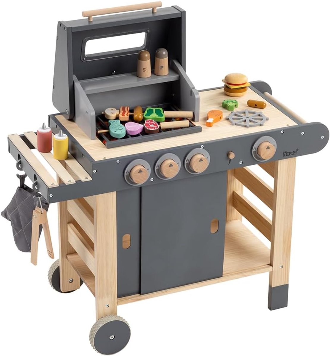 Howa Kindergrill Speelgrill Kinder BBQ Grill van hout Maxi met 25-delig accessoires 4825