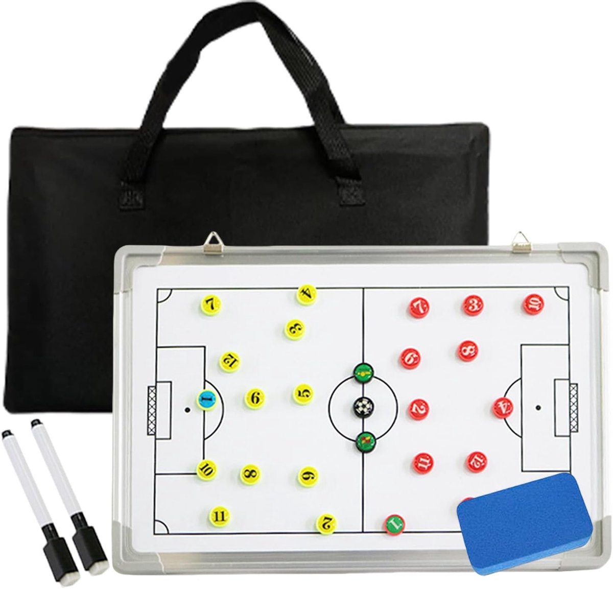 Bord voor voetbal, voetbal, tactisch bord, tactisch bord, voetbal, tactische map, trainingsaccessoires, tactisch bord voor voetbal, trainingsuitrusting met pennen, opbergtas voor training