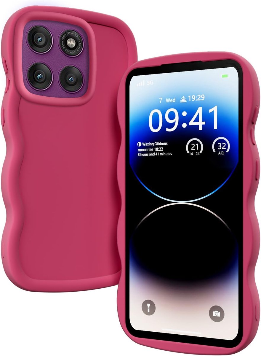 Wavy Motorola Edge 60 Pro hoes | Zachte siliconen hoes, golvende rand, schokbestendig, comfortabele grip, rood