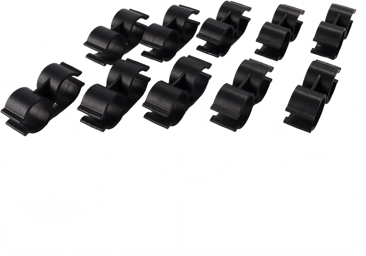 10 stuks dubbele clips, buisklemmen, PVC-kunststof plankpaalconnector, kettingschakelhekpaneelklemmen, bevestigingsaccessoires (25 mm)