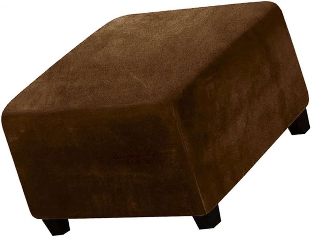 Poefhoes Velvet - Ottoman Cover Stof - Interieur Vernieuwen - Elastische Zoom - 80-100 cm - Donkerbruin