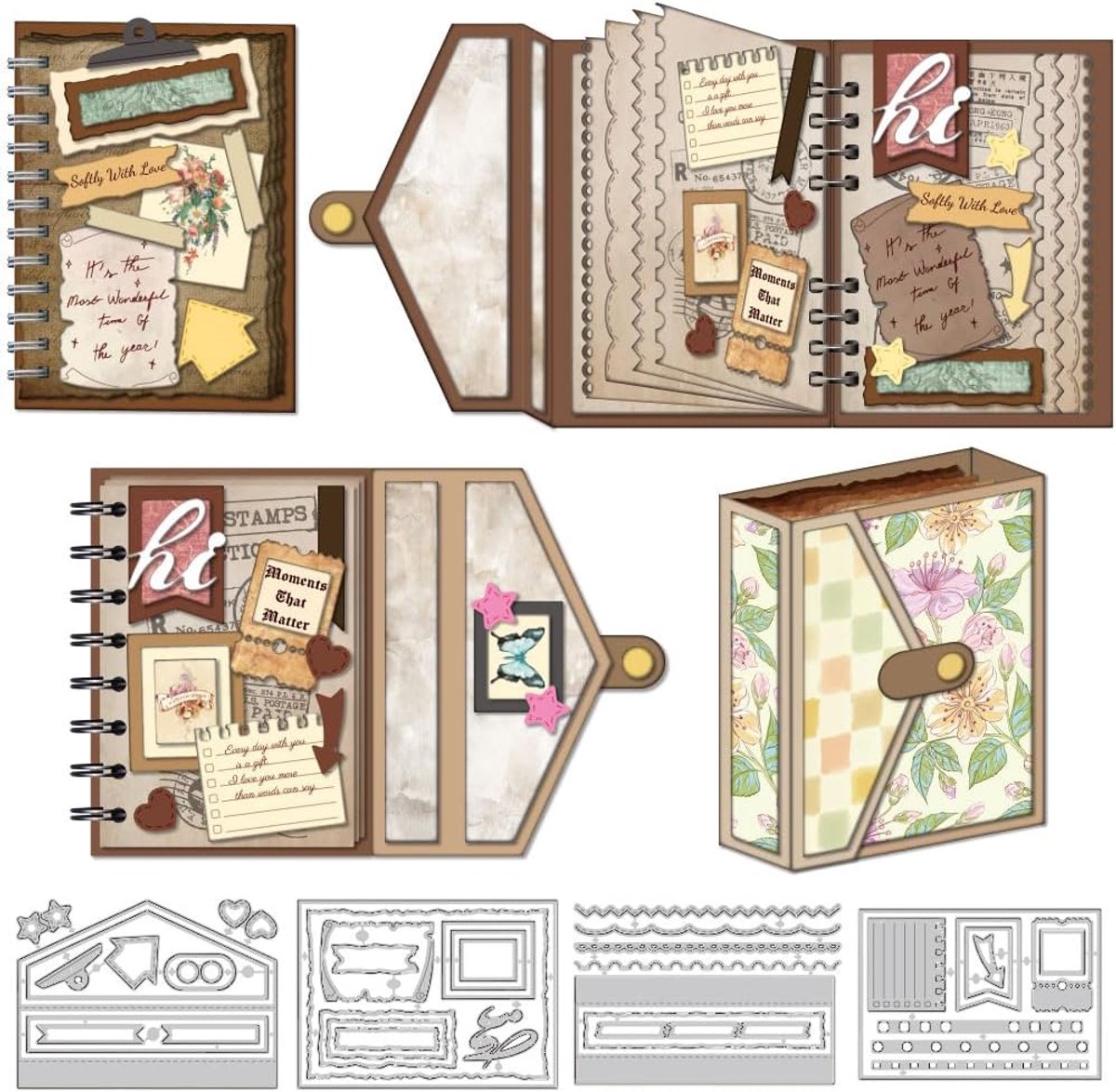Snijmallen voor Notitieboeken Met Envelop En Losse Bladeren Metalen Sjablonen Van Koolstofstaal Embossing Sjablonen Voor Scrapbooking Kaarten Maken DIY Ambachten Wenskaarten