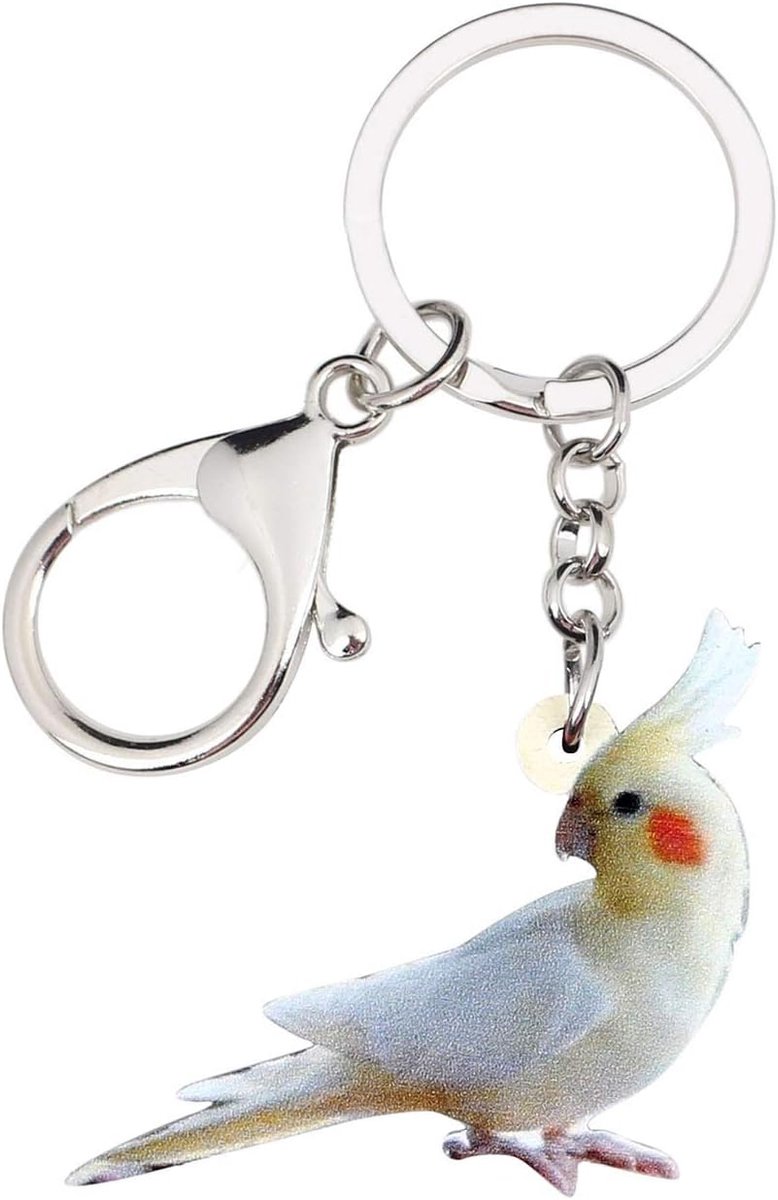 Valkparkiet Papegaai Vogel Sleutelhanger Acryl Leuke Dier Sleutelhanger Portemonnee Decoratie Voor Vrouwen Meisje Charm Gift