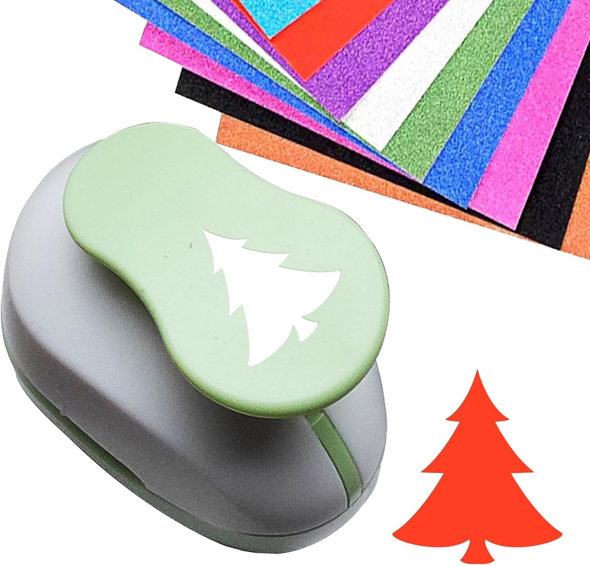 Kerst-dennenboom, 50 mm, motiefpons, knutselen, papierpons, set voor cadeauhangers, scrapbooking, wenskaarten, kerstboom