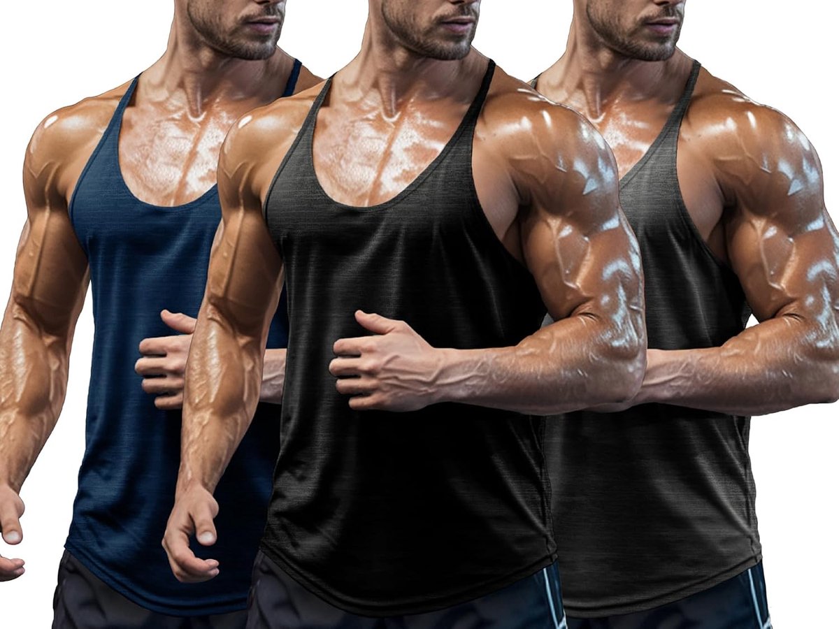 Tanktop voor heren, sportschool, mouwloos, voor training, bodybuilding