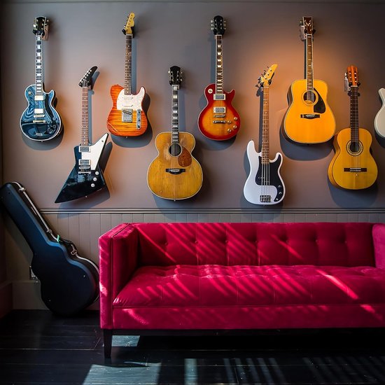 Muurbevestiging 4 stuks, gitaar wandhangers met verstelbare zachte gitaarhaak voor alle maten gitaren, hardhout U-vormige gitaarhouder voor akoestische, elektrische gitaar, bas, eenvoudig te — afbeelding 2