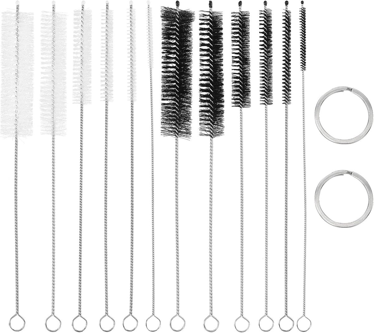 12 stuks, 21 cm, reageerbuisborstel, fles, reinigingsborstels, melkslangborstel, buisborstel, reiniger voor het reinigen van openingen