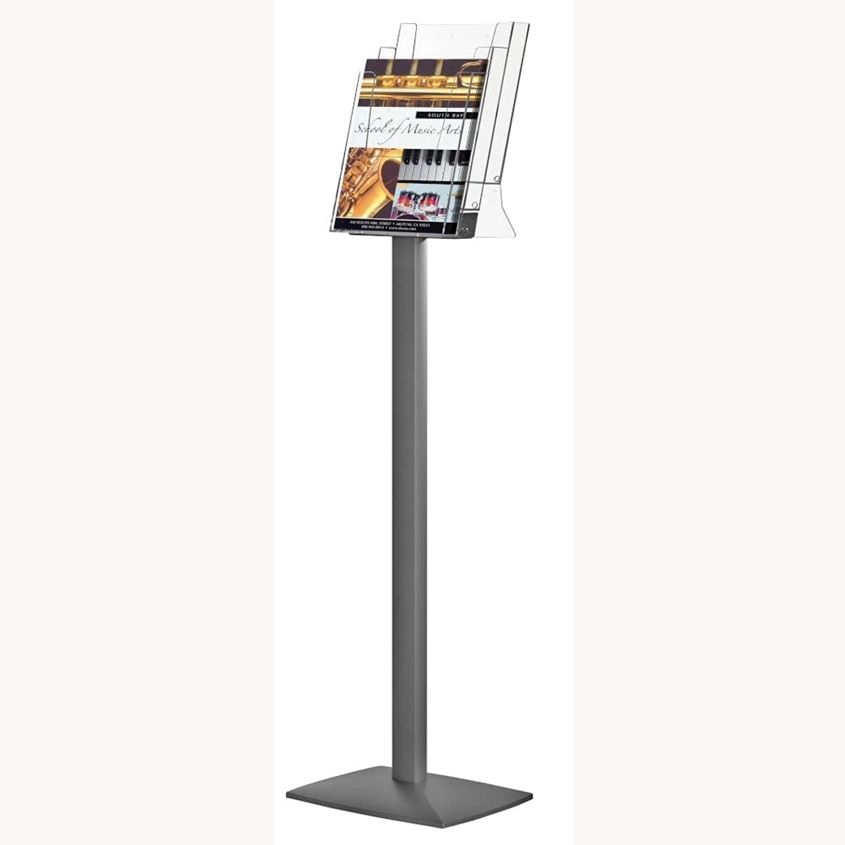 Brochure stand 3 x DIN A4 - acryl - stabiele voetplaat - eenvoudig te monteren - ShopVlot