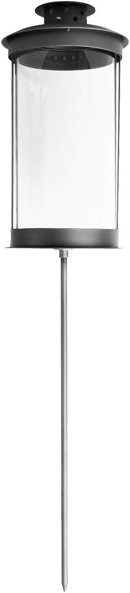 Tuurlantaarn op stok 20 cm hoog - Metaal/zilver en glas - Sfeerverlichting voor in de tuin - ShopVlot