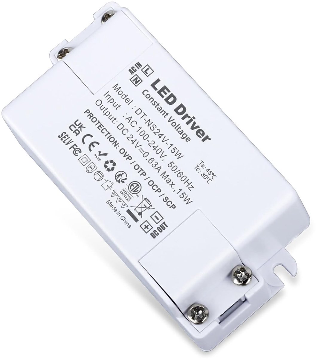 LED transformer 24V 15W - mini formaat - IP44 driver - ideaal voor LED strips - ShopVlot