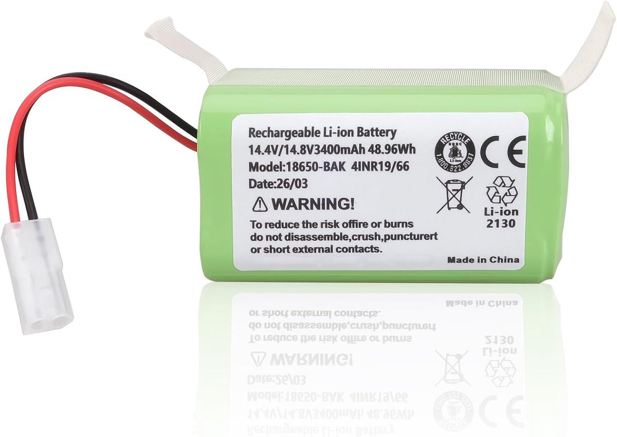 Batterij 3400mAh 14,4V - Li-ion - Hoogwaardige kwaliteit - Geschikt voor robotstofzuiger - ShopVlot